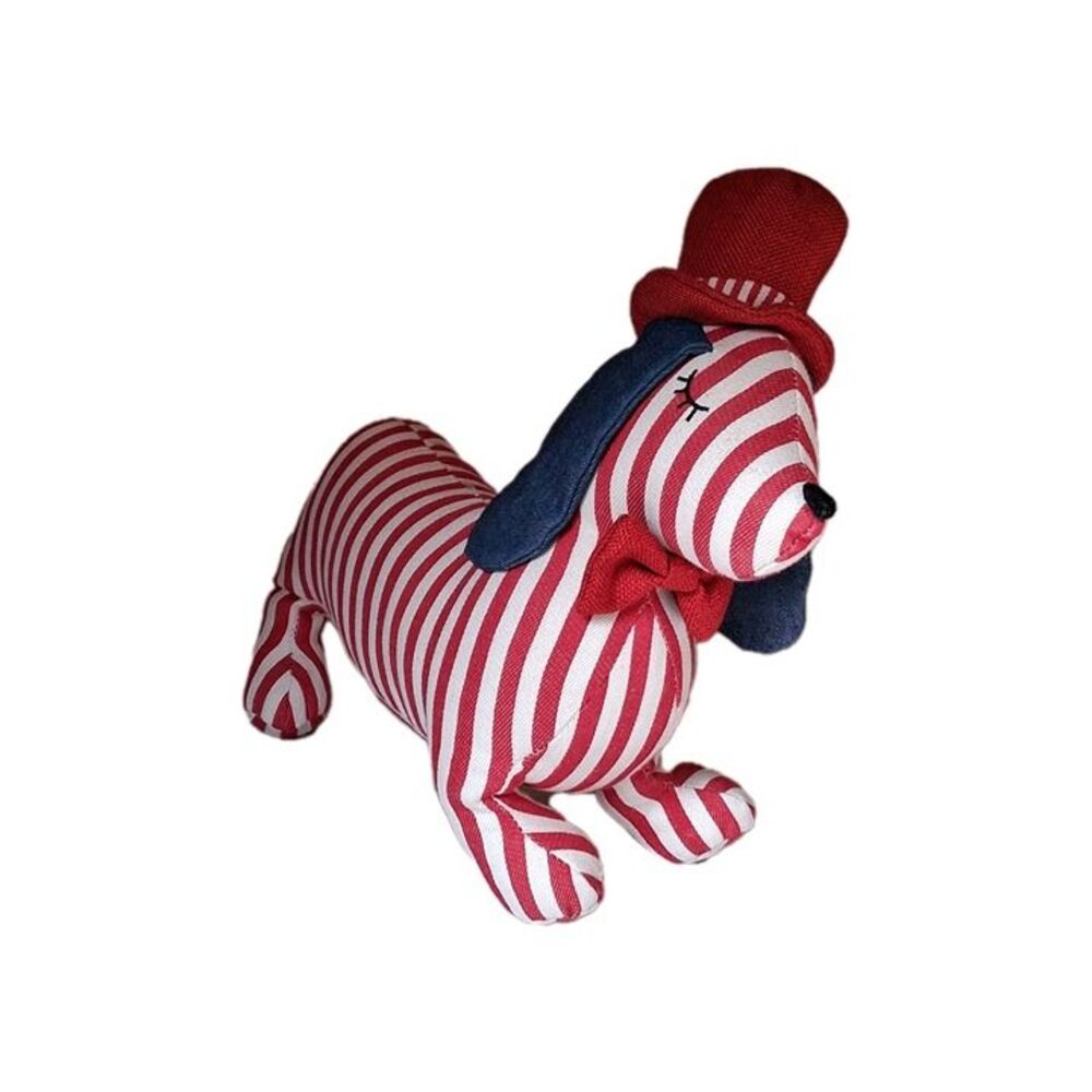 Large Dachshund Fourth of July 4th Stars & Stripes Weighted Shelf Sitter Weiner